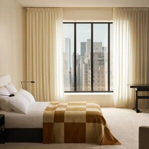 Nordic Knots Handwoven Wool Bedspread - Geometric Square Pattern - 79" x 104"